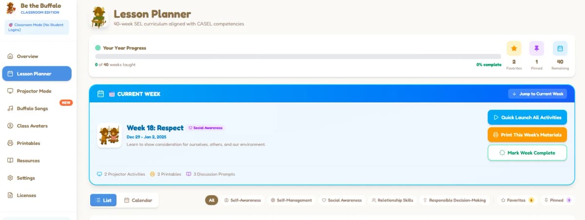 40-Week Lesson Planner